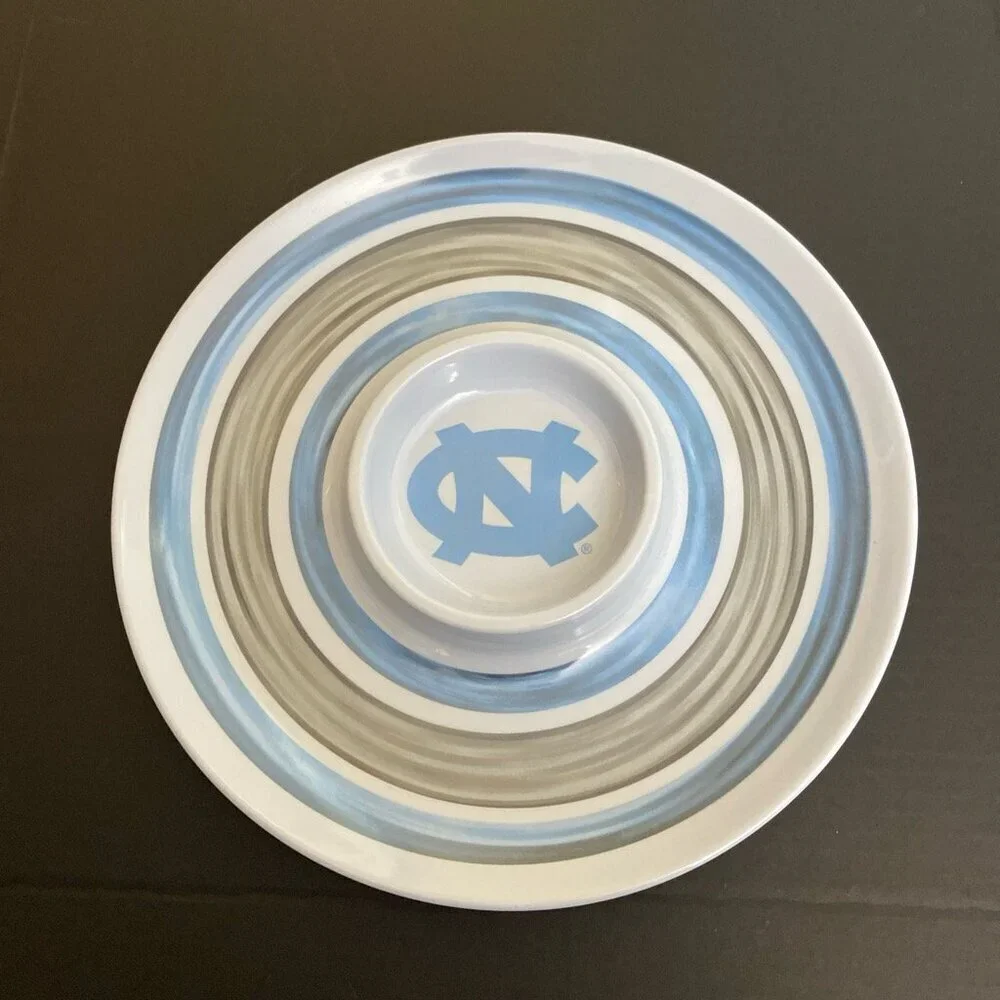 UNC North Carolina‎ Tar Heels NCAA Melamine Chip & Dip Serving Tray 14” D